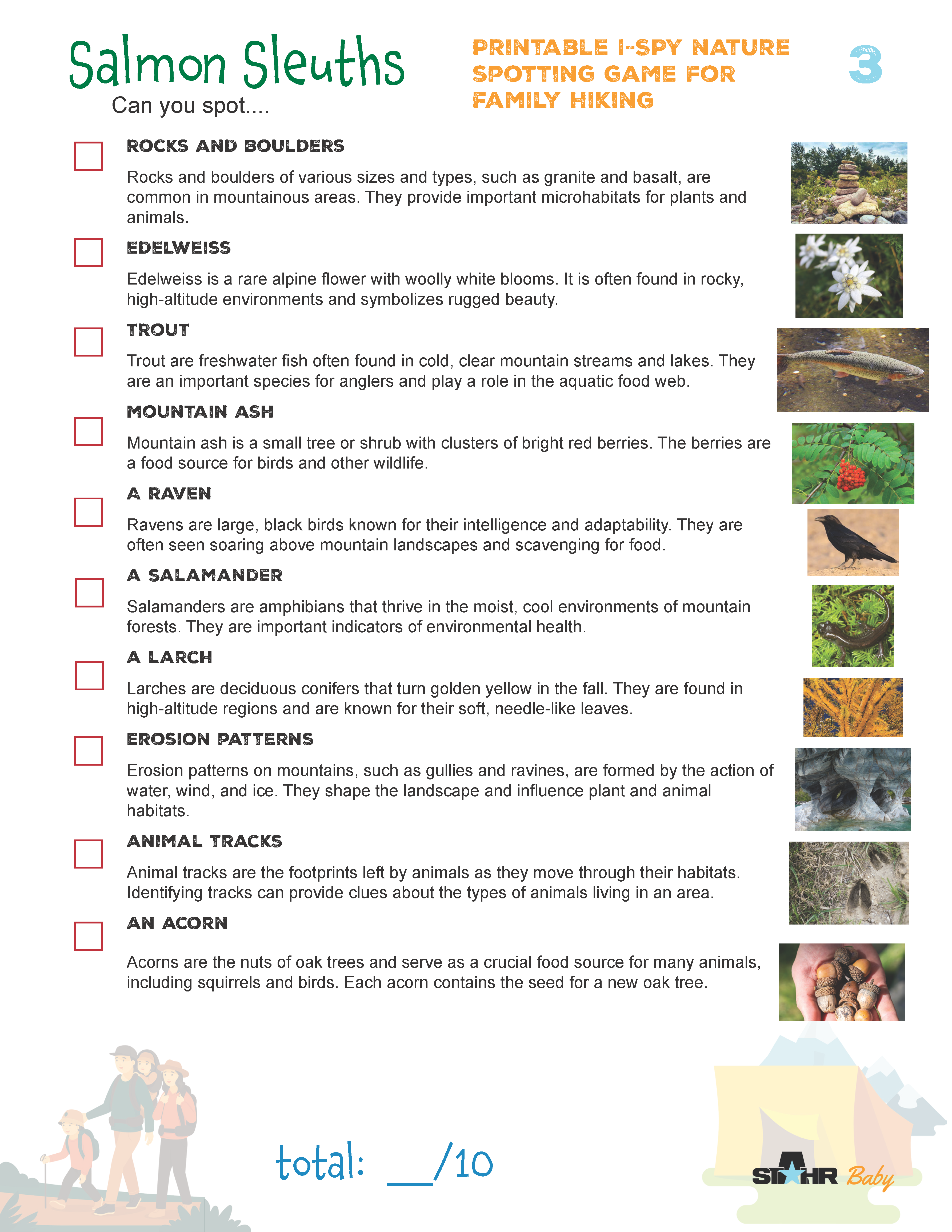 scavenger hunt game for kids on family hikes