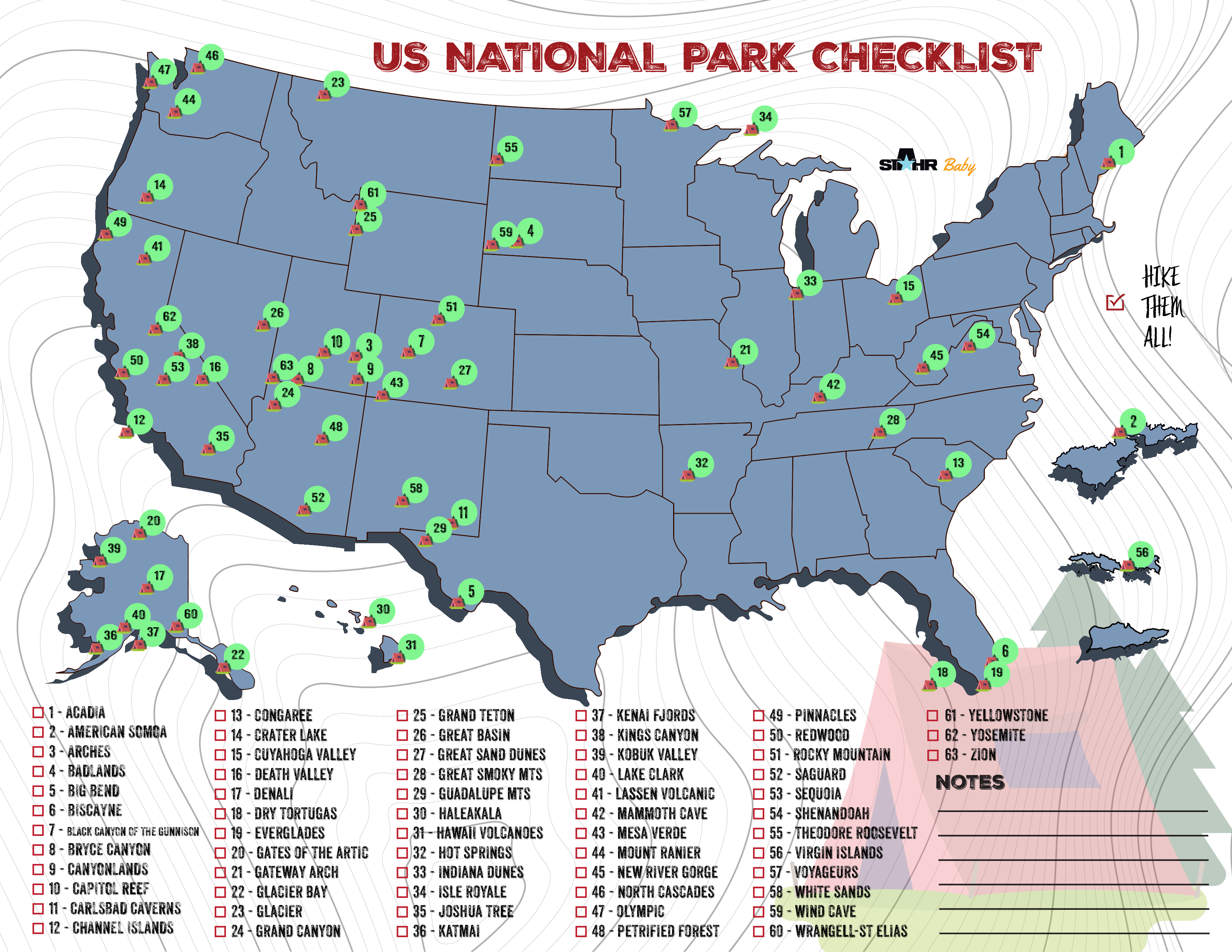 map of united states national parks