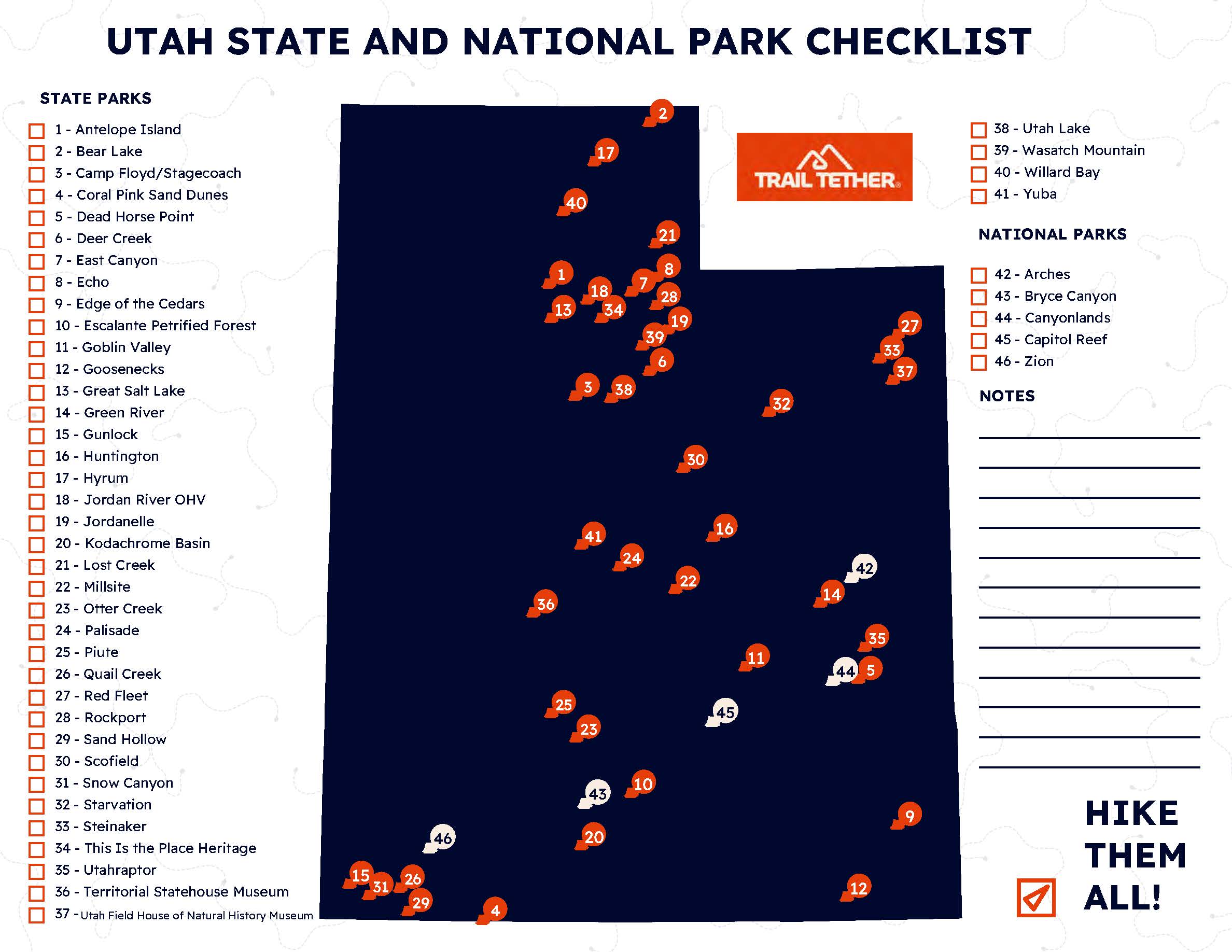 Map of Utah State Parks