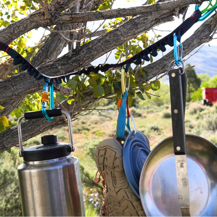 Trail Tether Max used as a camp gear organization hub