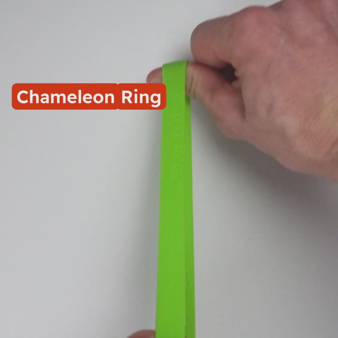 A product video that shows the uses of the trail tether ecosystem using mainly hands showing how the product works for securing toys, soothers, water bottles, keys, stroller items, in combination with chameleon rings and tether max.  starts with chameleon ring use
